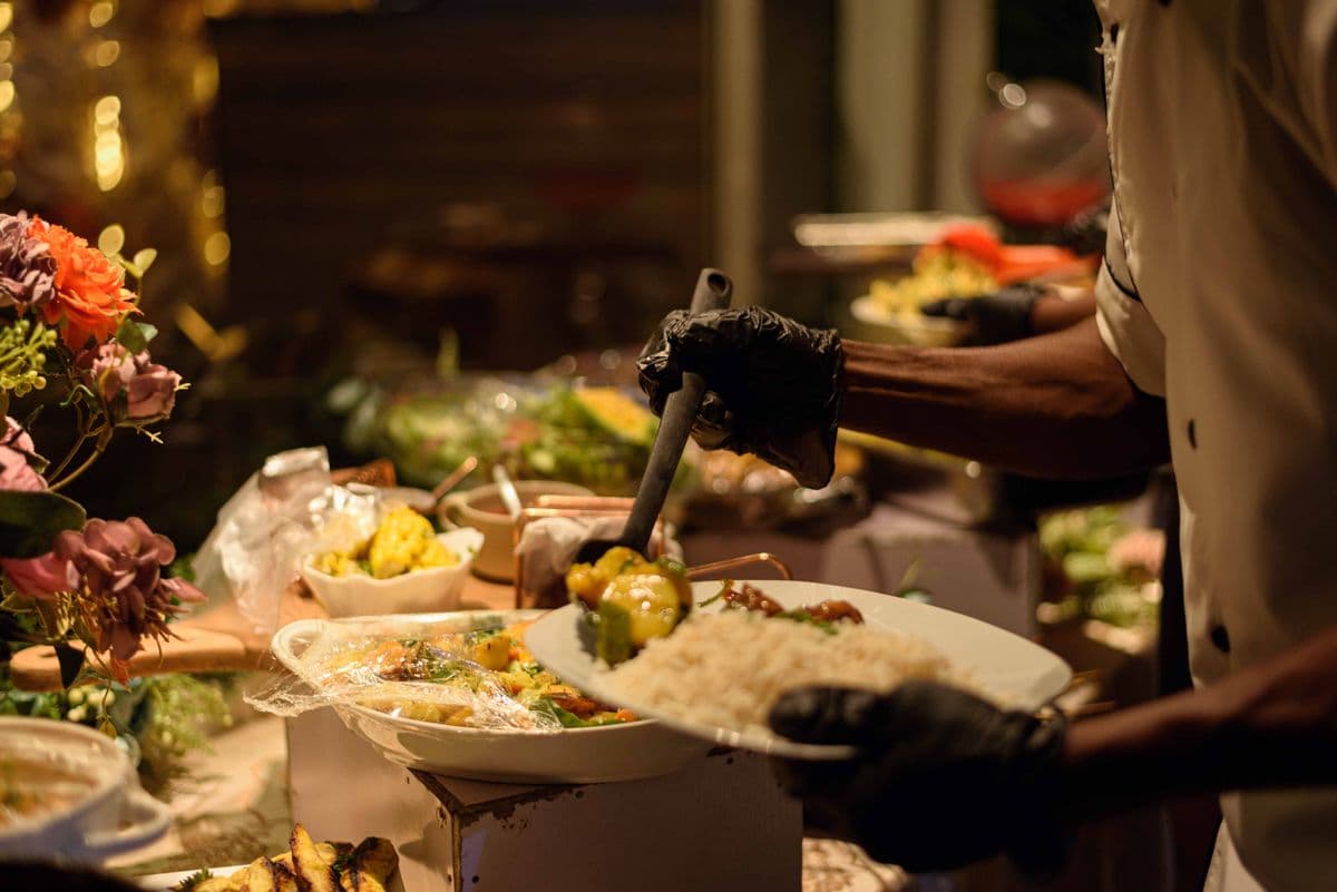 SpagKing catering at an evening event
